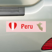 ペルー国旗ハート + 地図 バンパーステッカー (車上)