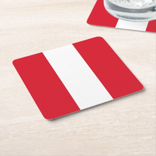 ペルー国旗 スクエアペーパーコースター (アングル)
