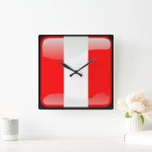 ペルー国旗 スクエア壁時計 (ホーム)