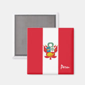 ペルー国旗&南米の休日/スポーツファンMagn マグネット (正面/裏面)