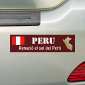ペルー国旗+地図ステッカー バンパーステッカー (車上)
