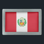 ペルー国旗 長方形ベルトバックル<br><div class="desc">ペルーの愛国国旗。</div>