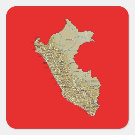 ペルー地図シール スクエアシール (正面)