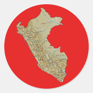 ペルー地図シール ラウンドシール