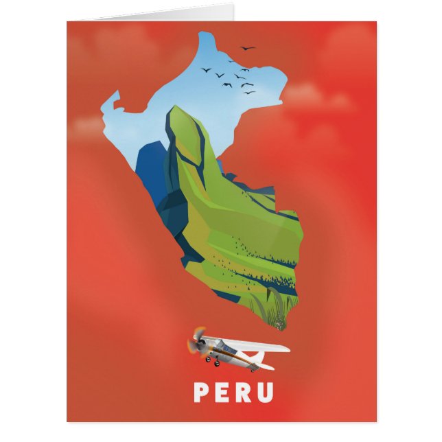 ペルー地図 イラスト旅行ポスター (正面)