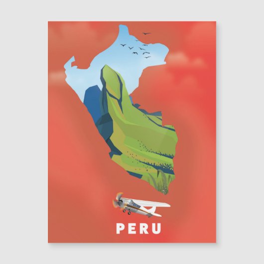 ペルー地図 イラスト旅行ポスター (正面)
