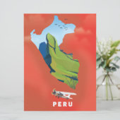 ペルー地図 イラスト旅行ポスター 招待状 (スタンド正面)