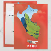 ペルー地図 イラスト旅行ポスター 招待状 (正面/裏面)