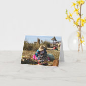 ペルー女性裁縫刺繍 カード (黄色い花)