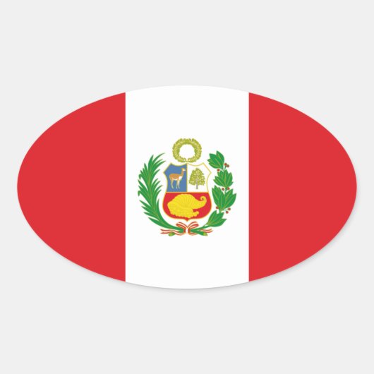 ペルー州旗オーバルステッカー 楕円形シール (正面)
