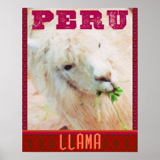 ペルー旅行のポスター – ペルーのLlamas ポスター (正面)