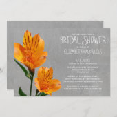 ペルー産のユリの花をモチーフにしたウェディングシャワーの招待状です。 招待状 (正面/裏面)