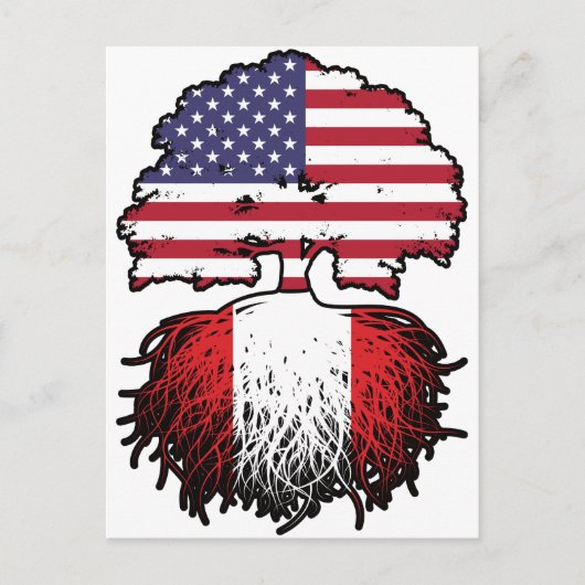 ペルー系アメリカ合衆国ペルー系アメリカ合衆国ツリールーツ国旗 ポストカード (正面)