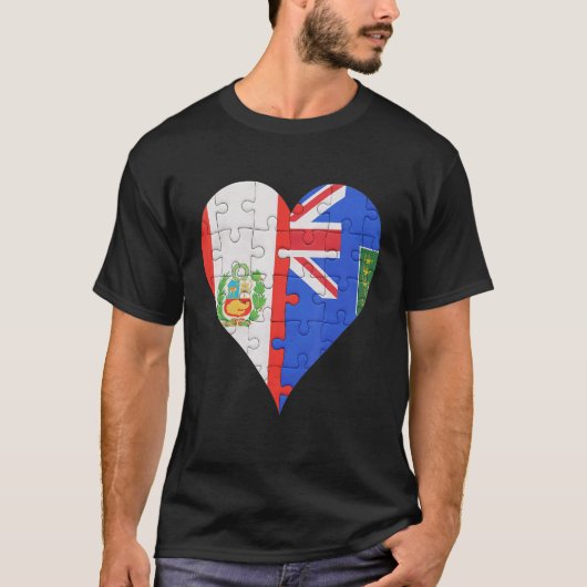 ペルー英国ヴァージン諸島国旗ハート Tシャツ (正面)