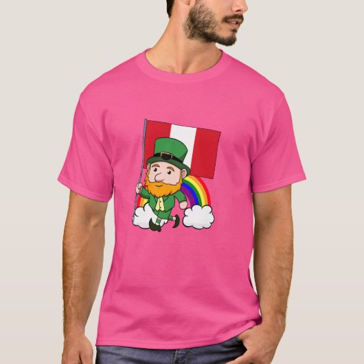 ペルー誇りを持ったペルー国旗St. Patricks Day Lep Tシャツ (正面)