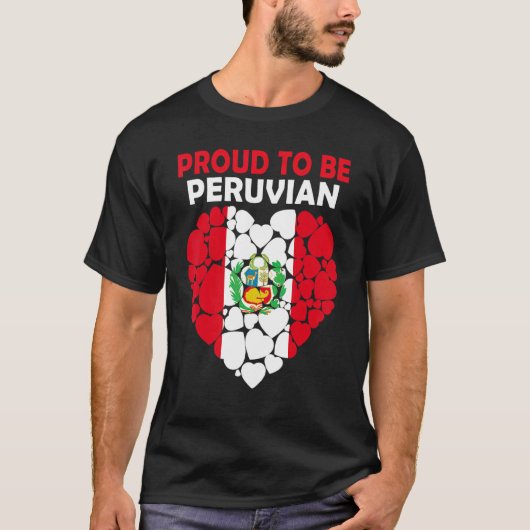 ペルー誇りを持った人になるためにペルー国旗が大好き Tシャツ (正面)