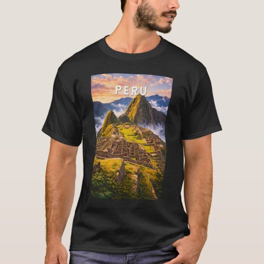 ペルー イラスト 旅行 アート ヴィンテージ Tシャツ (正面)