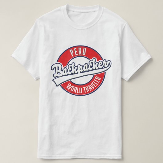 ペルー・バックパッカー世界旅行ロゴ Tシャツ (デザイン正面)