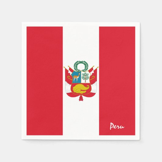 ペルー&ペルー国旗パーティーファッション/スポーツファン スタンダードカクテルナプキン (正面)