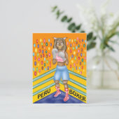 ペルー ボクサー アルパカ キャラクター デザイン ポストカード (スタンド正面)