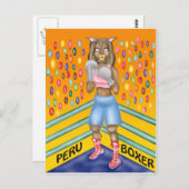 ペルー ボクサー アルパカ キャラクター デザイン ポストカード (正面/裏面)