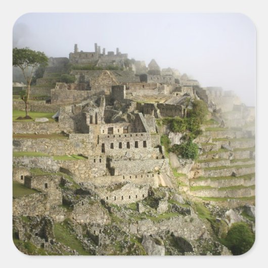 ペルー、マチュピチュ。マチュウの古代の城塞 スクエアシール (正面)