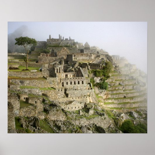 ペルー、マチュピチュ。マチュウの古代の城塞 ポスター (正面)