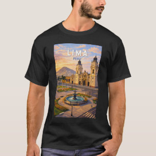 ペルー リマ イラスト 旅行 アート ヴィンテージ Tシャツ