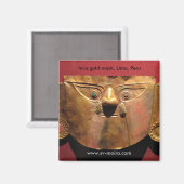 ペルー、リマ、インカ金ゴールドマスク マグネット (正面/裏面)