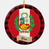 ペルー、レッドバッファロー・プレイド&ペルー国旗 セラミックオーナメント (裏面)