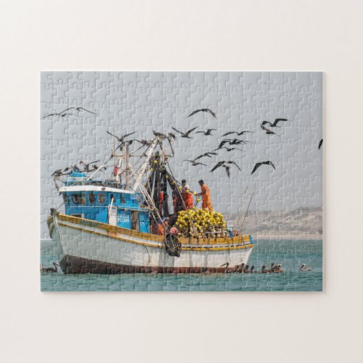 ペルー、ロス·オルガノス。魚釣りボートインロスオルガノス ジグソーパズル (横)