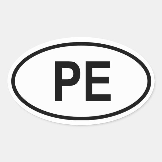ペルー「PE」 楕円形シール (正面)