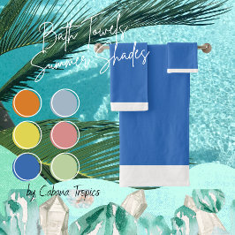 ペレウイ無地のンクルブルー&ホワイトトリムバスタオルセット バスタオルセット