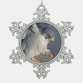 ペレグリン《鳥》ハヤブサはハドソン川沿い スノーフレークピューターオーナメント