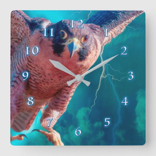 ペレグリン《鳥》ハヤブサウイングオブマーキュリースクエアウォールクロック スクエア壁時計 (正面)