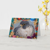 ペレグリン《鳥》ハヤブサクリスマスカード カード (黄色い花)