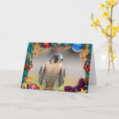 ペレグリン《鳥》ハヤブサクリスマスカード カード (黄色い花)