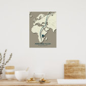 ペレグリン《鳥》ハヤブサ移行マップ – ミニマリスト ポスター (キッチン)