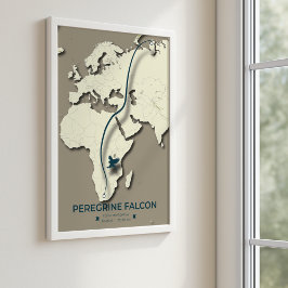ペレグリン《鳥》ハヤブサ移行マップ – ミニマリスト ポスター