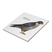 ペレグリン《鳥》ハヤブサ鳥の漫画イラストレーション タイル (側面)