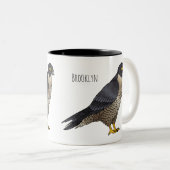 ペレグリン《鳥》ハヤブサ鳥の漫画イラストレーション ツートーンマグカップ (正面右)