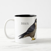 ペレグリン《鳥》ハヤブサ鳥の漫画イラストレーション ツートーンマグカップ (左)