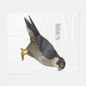 ペレグリン《鳥》ハヤブサ鳥の漫画イラストレーション フリースブランケット (正面(横))