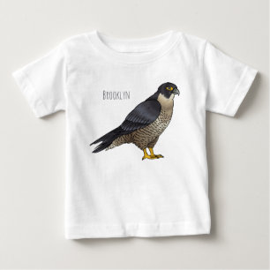 ペレグリン《鳥》ハヤブサ鳥の漫画イラストレーション ベビーTシャツ