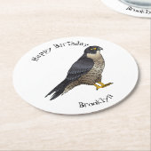 ペレグリン《鳥》ハヤブサ鳥の漫画イラストレーション ラウンドペーパーコースター (アングル)