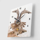 ペレグリン《鳥》ハヤブサ スクエア壁時計 (傾斜)