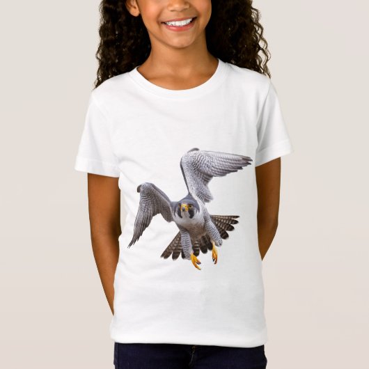 ペレグリン《鳥》ハヤブサ 飛んでいる Tシャツ (正面)