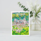 ペレス城ルーマニア有名な旅行水色 ポストカード (スタンド正面)