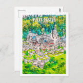 ペレス城ルーマニア有名な旅行水色 ポストカード (正面/裏面)