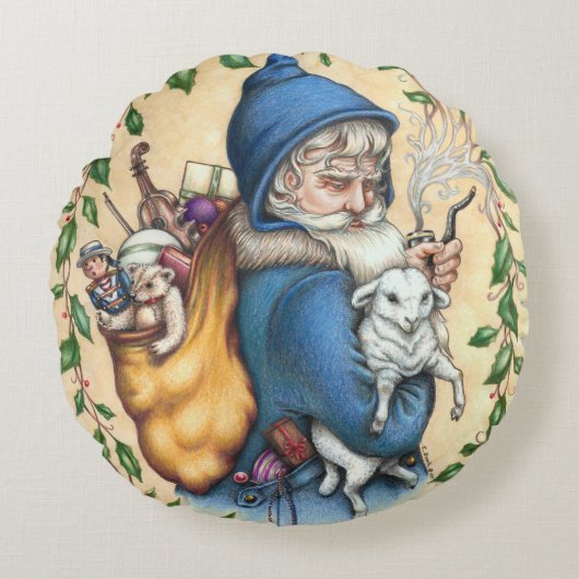 ペレノールファーザークリスマスラウンド装飾用クッション ラウンドクッション (正面)